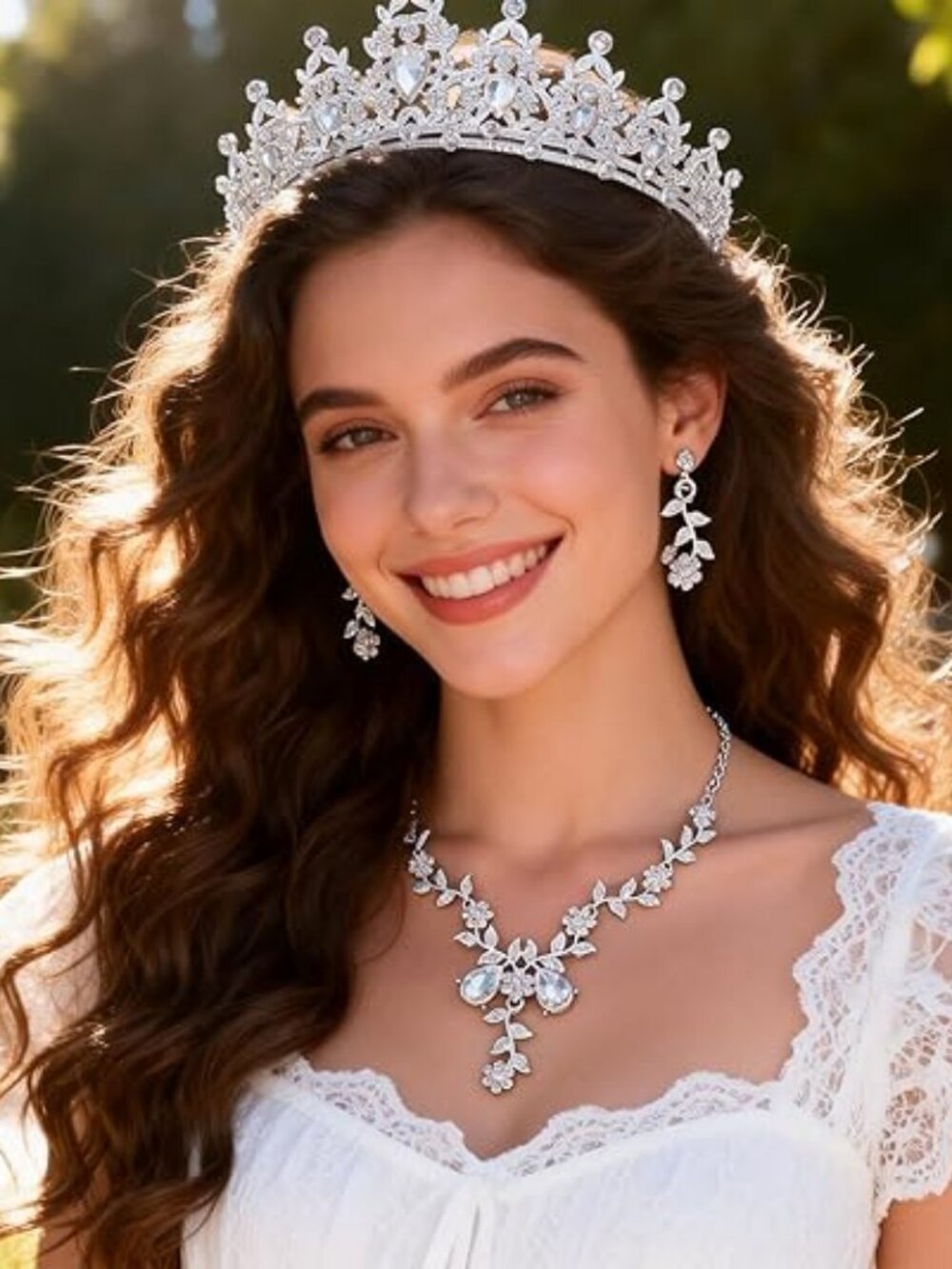 Kamirola Crystal Tiara, Necklace & Earrings Set - Bridal & Prom TR45